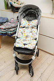 Матрасик у коляску / Ортопедичний вкладиш для автокрісла / Вкладиш у стілець для годування Lari Жовтий з сірим