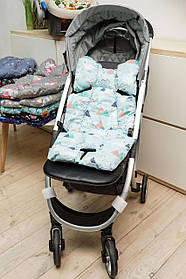 Матрасик у коляску / Ортопедичний вкладиш для автокрісла / Вкладиш у стілець для годування Lari Блакитний з рожевим