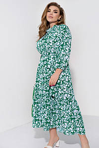 Коктейльна жіноча сукня максі зелена в квітах ЮР/-2495