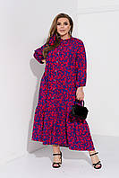Коктейльное женское платье макси малиновое в цветах ЮР/-2495
