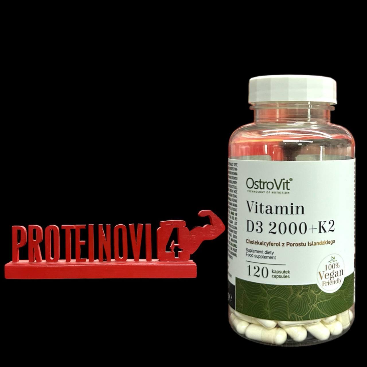 Вітамін Д3 для спорту OstroVit Vitamin D3 2000 K2 120 капсул вітаміни та мінерали