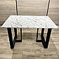 Стіл обідній лофт Tenerife 110х70 см білий матовий мармур із чорними металевими ніжками, фото 4