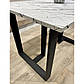 Кухонний стіл під мармур Tenerife 130х80 см білий на чорних металевих ніжках, фото 6