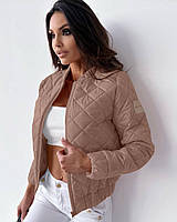 Куртка-бомбер жіноча стьобана плащівка на синтепоні (Норма і полубатал), фото 8