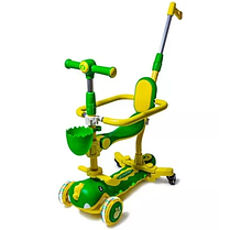 Самокат Scooter 5 в 1 "DINOSAUR 8103" для дітей з бортиком та батьківською ручкою з підсвічуванням і музикою., фото 3