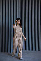 Женский красивый базовый молодежный стильный удобный костюм топ и штаны (разные цвета)