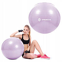 М'яч для фітнесу фітбол 65 см Anti-Burst з насосом Springos FB0011 Фіолетовий