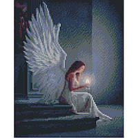 Алмазная вышивка на подрамнике Девушка ангел 30х40 Мозаика круглыми стразами Полная выкладка Strateg HX470
