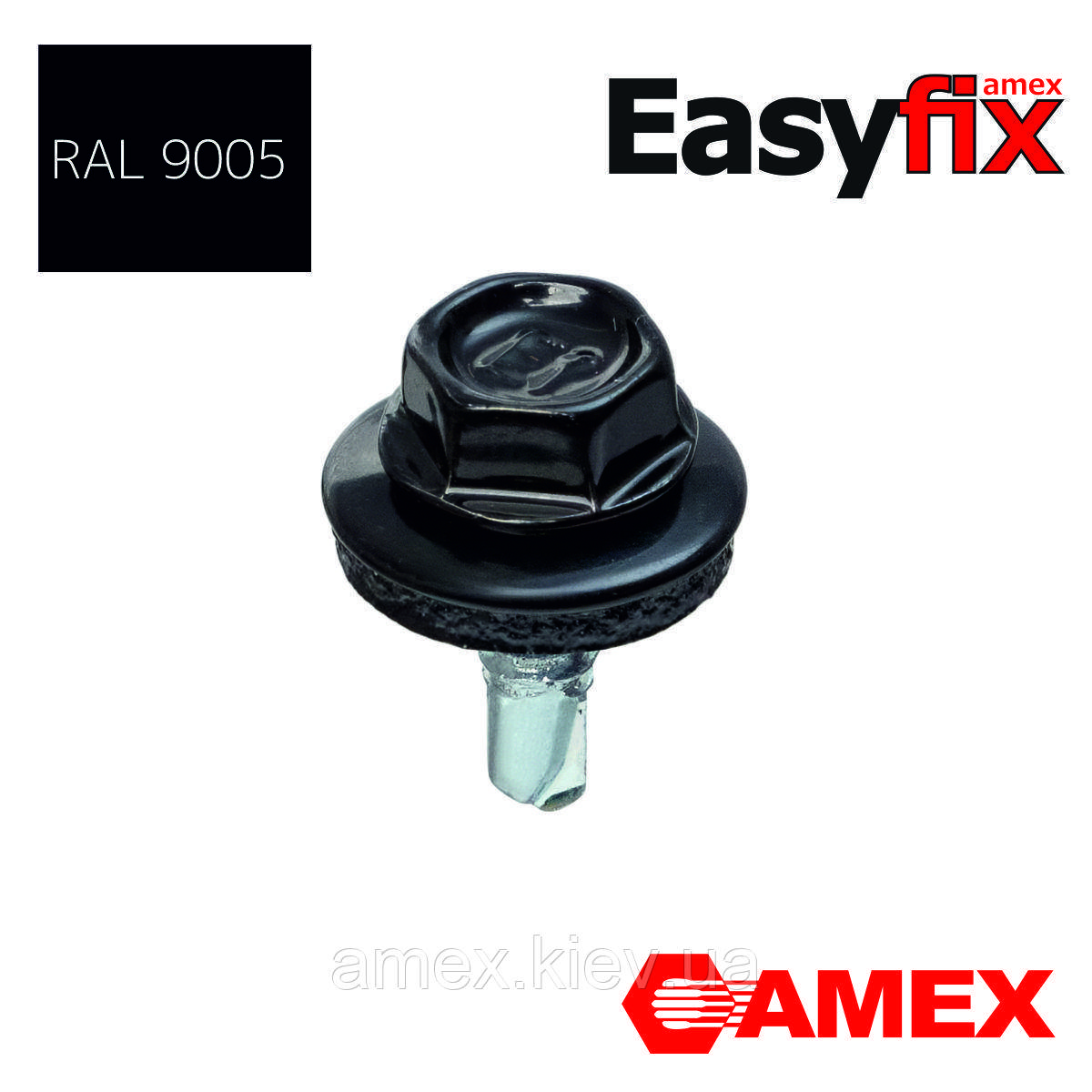 Саморіз покрівельний по металу 4,8x19 Easyfix, RAL9005, Тайвань, 250 шт