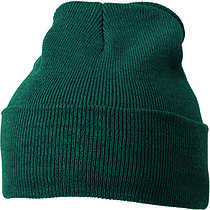 В'язана шапка з закотом колір темно-зелений mb7500