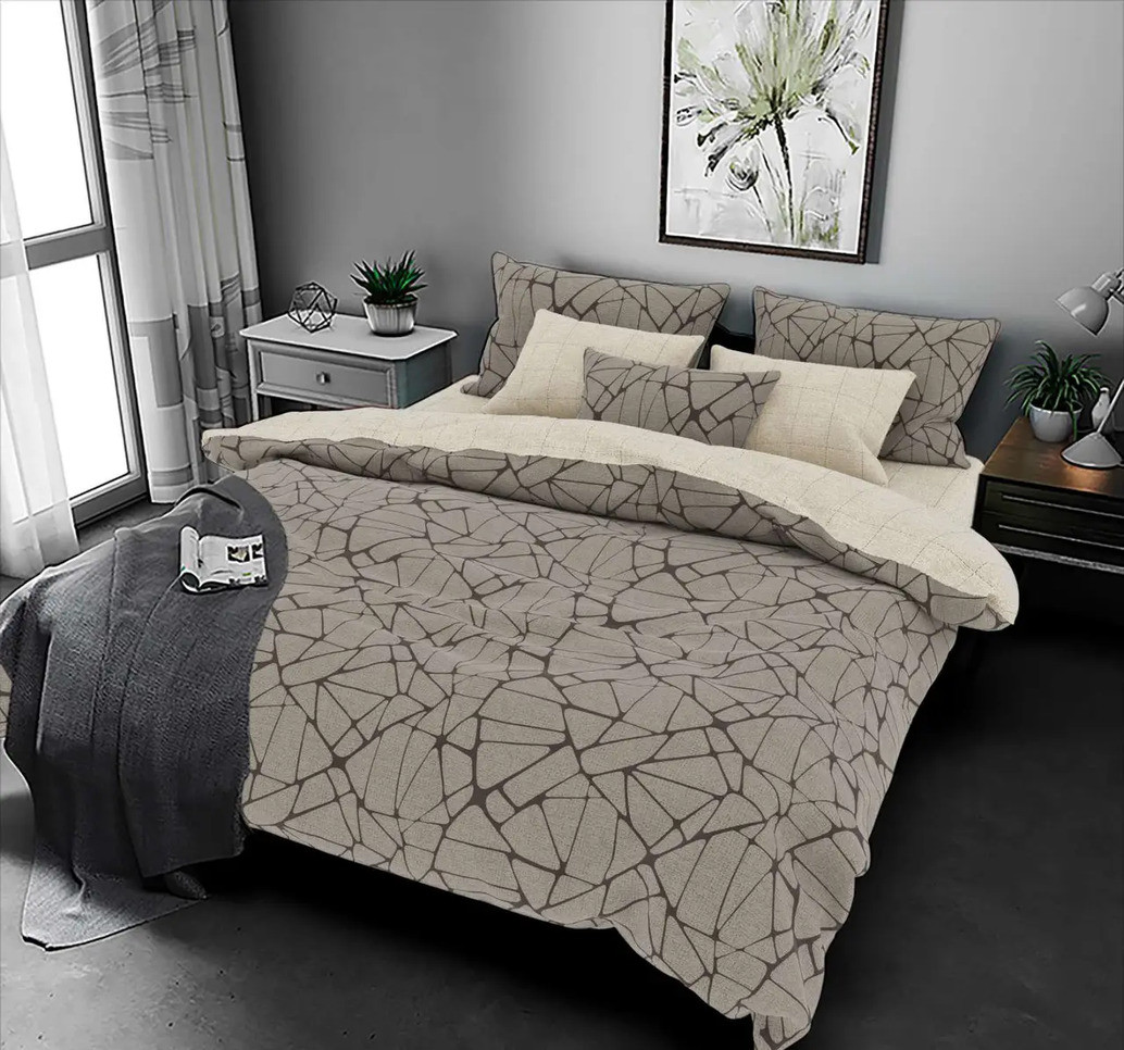 Сімейний комплект постільної білизни Ранфорс на блискавці (22276) Постільне з двома підодіяльниками, фото 1