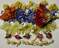 Сухоцвет гвоздика лилия бессмертник василёк роза жасмин для декора свечей мыла косметики