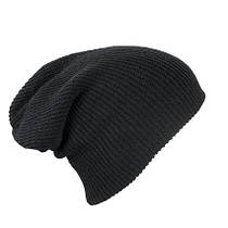 Трикотажна шапка довгий крій колір чорний mb7955