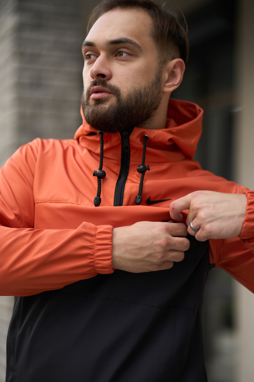 Мужской спортивный анорак Nike черно-оранжевый ветрозащитный весенний анорак-ветровка Найк LOV XXXL - фото 4 - id-p1946301119