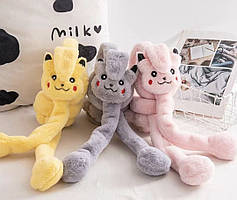 Хутряні навушники зайчик жовті пікачу з вухами, що підіймаються