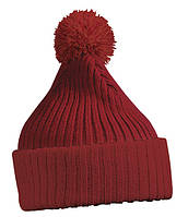 Вязаная шапка с помпоном цвет бордовый mb7540