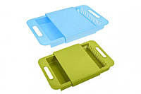 Складаний друшляк для миття фруктів і овочів TM-124, кошик у мийку для миття фруктів, синій або залипний