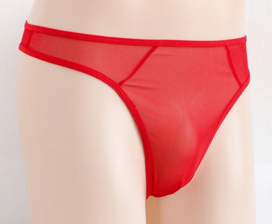 Прозорі стрінги червоні чоловічі, фото 1