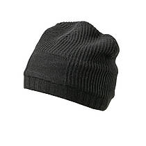 Утеплена Довга шапка Beanie колір чорний MB7994