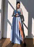 Жіноча вечірня сукня максі з мереживом, фото 6