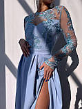 Жіноча вечірня сукня максі з мереживом, фото 5