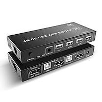 2-портовый KVM Switch 2 Port 4K 60Hz Ultra HD, USB и DP Switcher переключатель