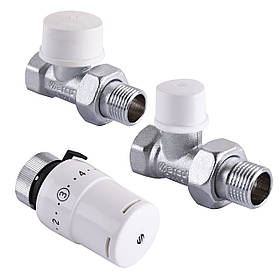 Набір Крани радіаторні прямі ARCO 1/2" подавання + зворотна сторона + термоголовка KCT02 М30