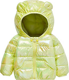 Дитяча куртка для хлопчика і дівчинки дуте пальто з капюшоном блищить і переливається 100 р.