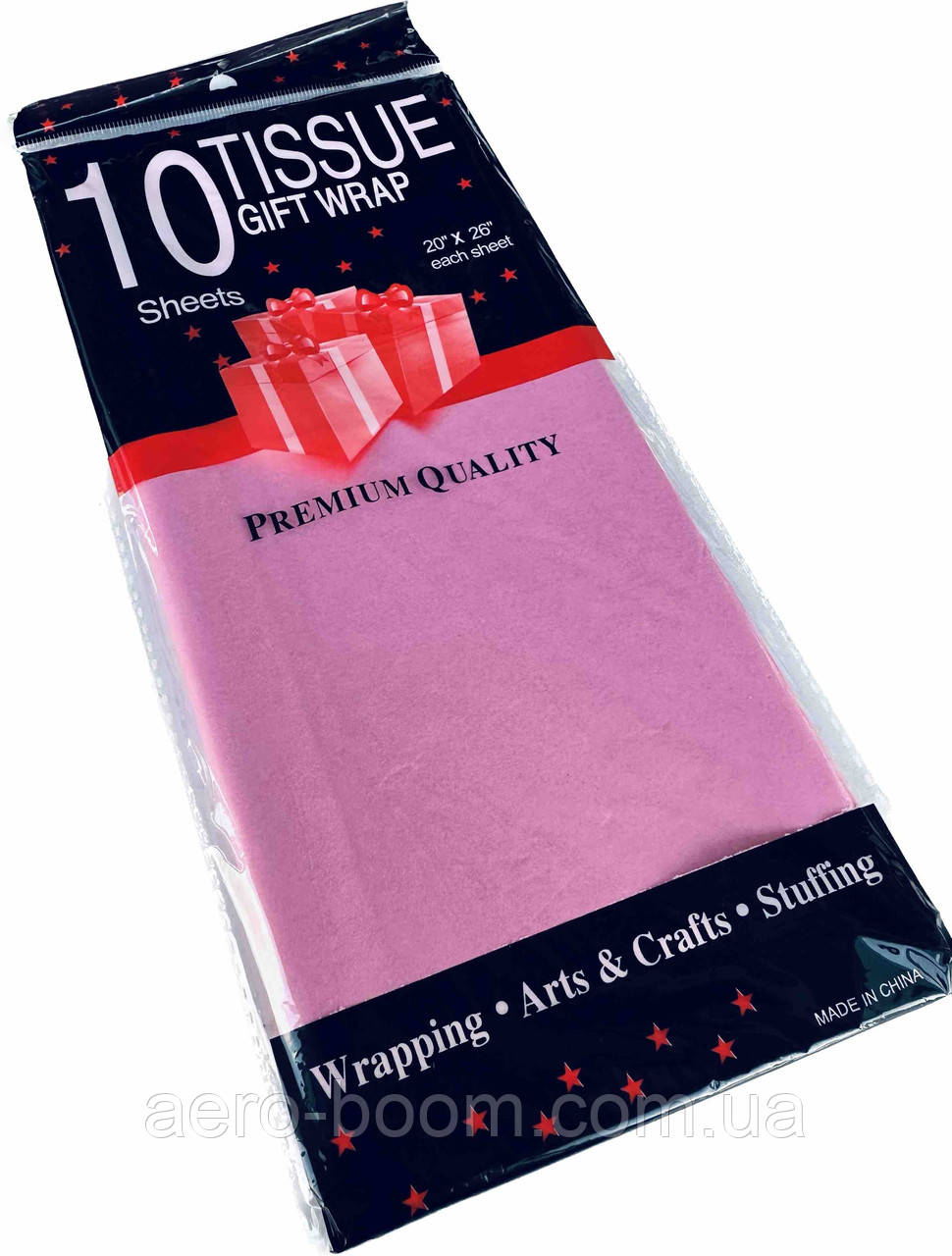 Папір тишею: упаковка 10 штук - рожева