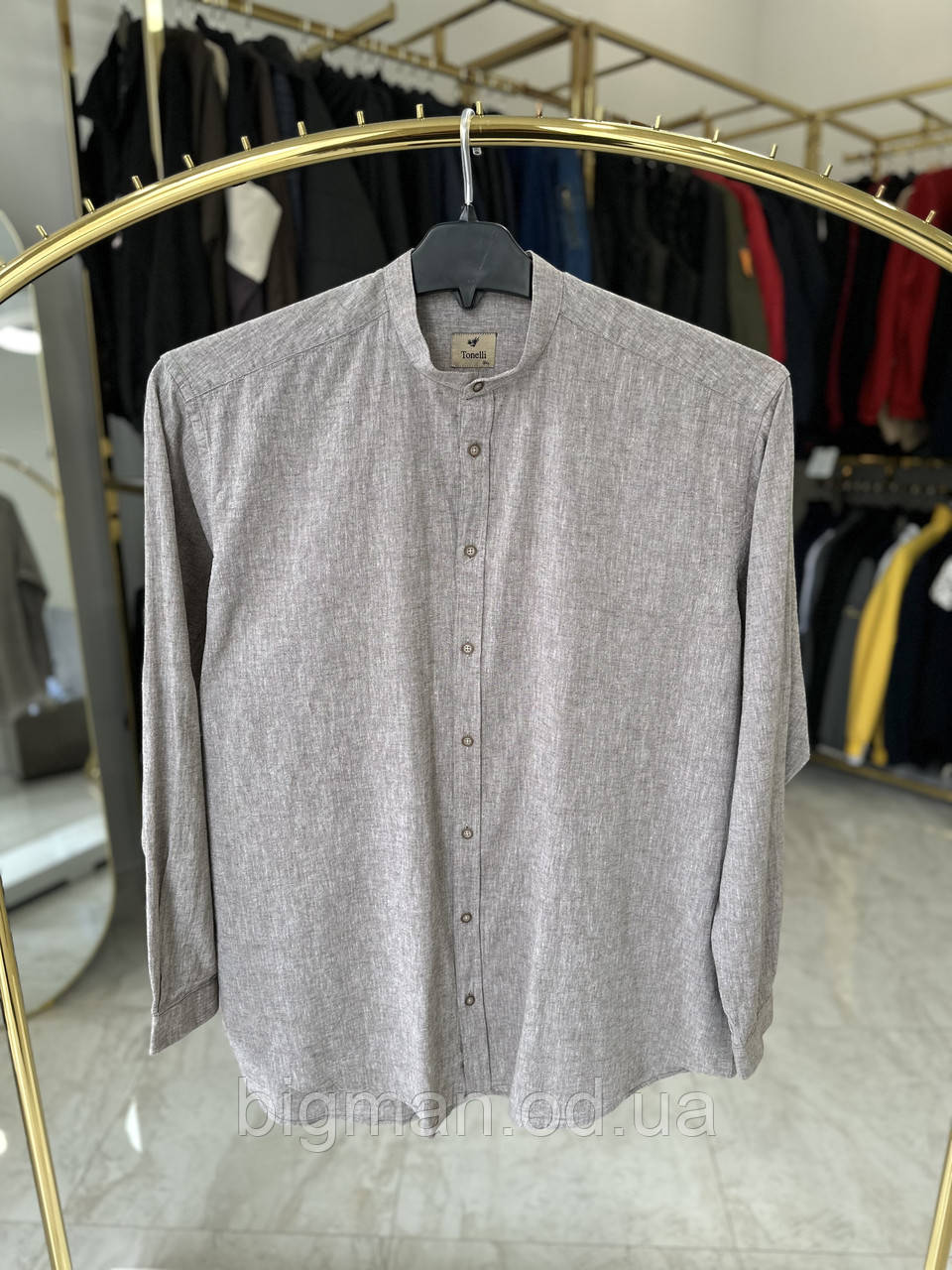 Чоловіча лляна сорочка Tonelli 1616-8 (батал) 2-5XL беж