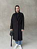 Чорне довге жіноче зимове утеплене утеплене кашемірове пальто оверсайз вільного крою, фото 7