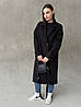 Чорне довге жіноче зимове утеплене утеплене кашемірове пальто оверсайз вільного крою, фото 6