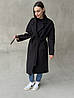 Чорне довге жіноче зимове утеплене утеплене кашемірове пальто оверсайз вільного крою, фото 4