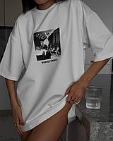 Женская футболка белая с принтом 42-46, one size