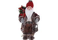 Новогодняя декоративная игрушка Санта, 30см, цвет - коричневый с красным NY14-720 ТОВАР ОТ ПРОИЗВОДИТЕЛЯ