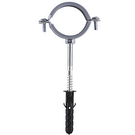 Хомут у зборі CR 1 1/2" (47-53мм) з гвинтом-шурупом 8*100 і дюбелем у уп., сірий