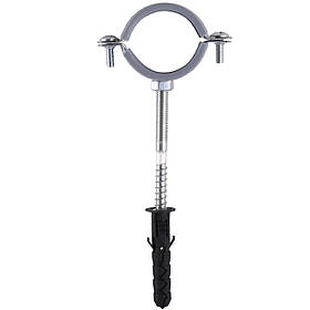 Хомут у зборі CR 1 1/4| (42-47 мм) з гвинтом-шурупом 8*80 і дюбелем у уп., сірий