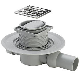 Трап із сухим закривом VIEGA ф50, неірж., решітка 100*100, горизонт.  583217