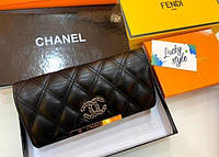 Женский кошелёк Chanel чёрный  + коробка бренд в подарок 60025