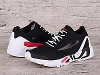Кроссовки FILA Mind One BLACK / white текстильные черные на белой высокой подошве с белыми шнурками Оригинал