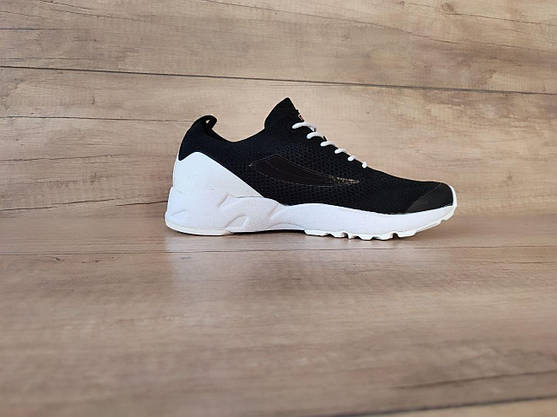 Кроссовки FILA Mind One BLACK / white текстильные черные на белой высокой подошве с белыми шнурками Оригинал, фото 6