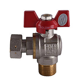 Кран кульовий кутовий з накидною гайкою SOLOMON 1/2| НВ PN40 160402