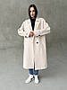Біле довге жіноче зимове утеплене утеплене кашемірове пальто оверсайз вільного крою, фото 2