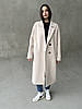 Біле довге жіноче зимове утеплене утеплене кашемірове пальто оверсайз вільного крою, фото 9