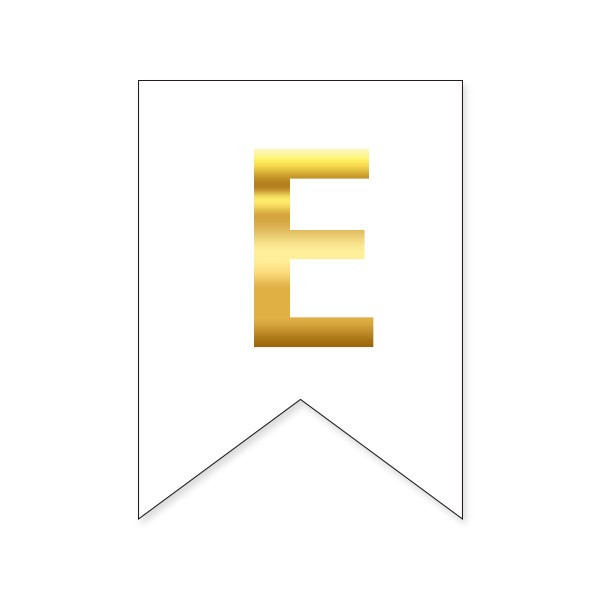 Літера "Е" на прапорці для будь-яких написів золото на білому 16*12см