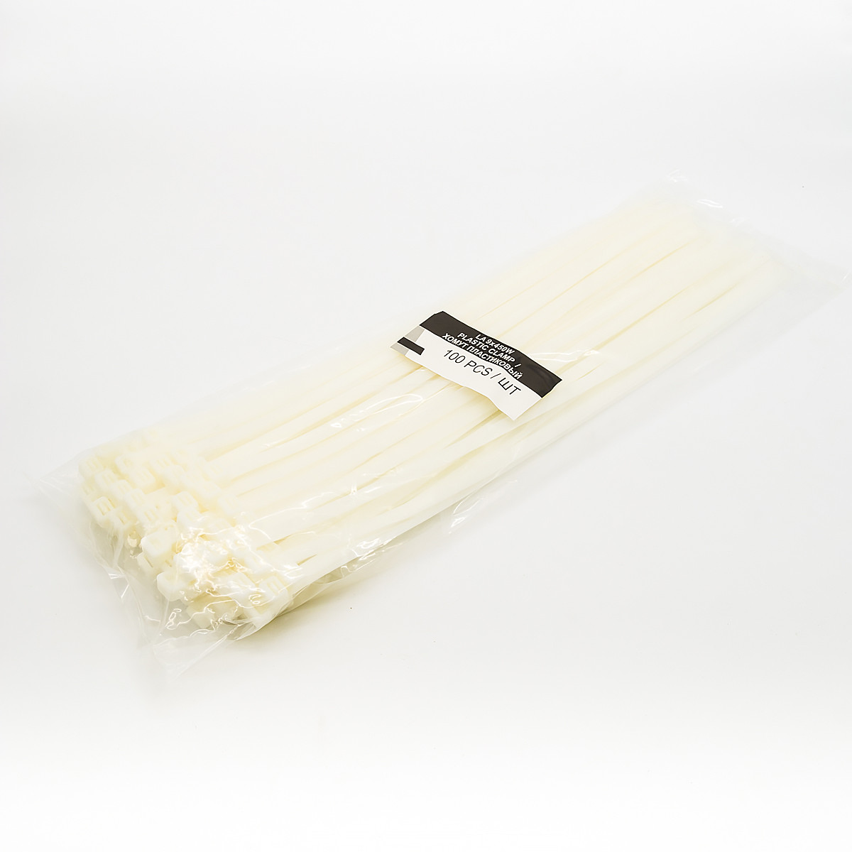 Хомут пластиковий білий LSA (100шт) LA 9.0х450W, фото 1