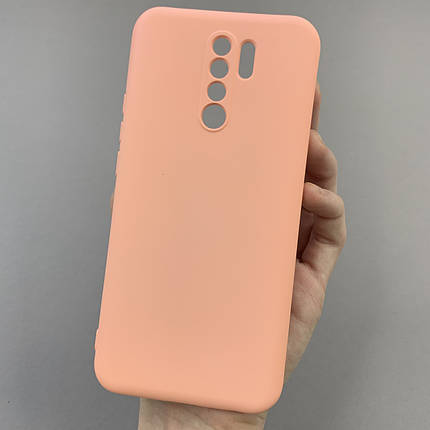 Чохол для Xiaomi Redmi 9 силікон кейс з мікрофіброю чохол на телефон сяомі редмі 9 рожевий o3c, фото 1