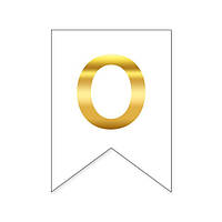 Літера "О" на прапорці для будь-яких написів золото на білому 16*12см