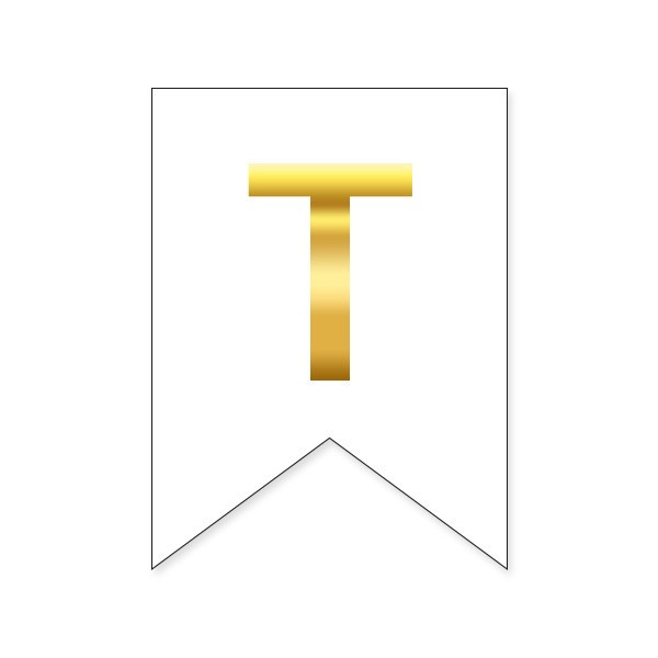 Літера "Т" на прапорці для будь-яких написів золото на білому 16*12см