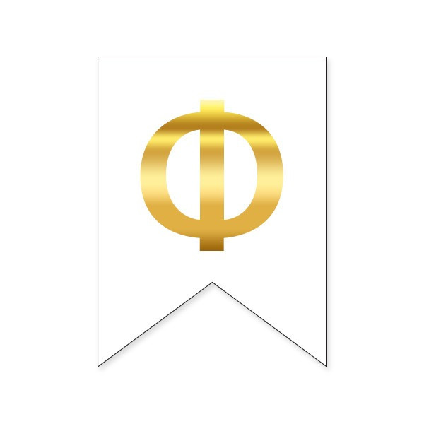 Літера "Ф" на прапорці для будь-яких написів золото на білому 16*12см